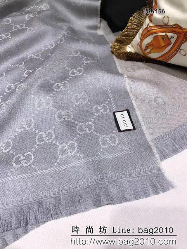 GUCCI古馳經典款 官網16年最新GG羊毛提花系列長圍巾 688156 LLWJ6924